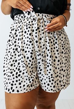 Picture of PLUS SIZE DALMATION PRINT HIGH WAIST SHORTS